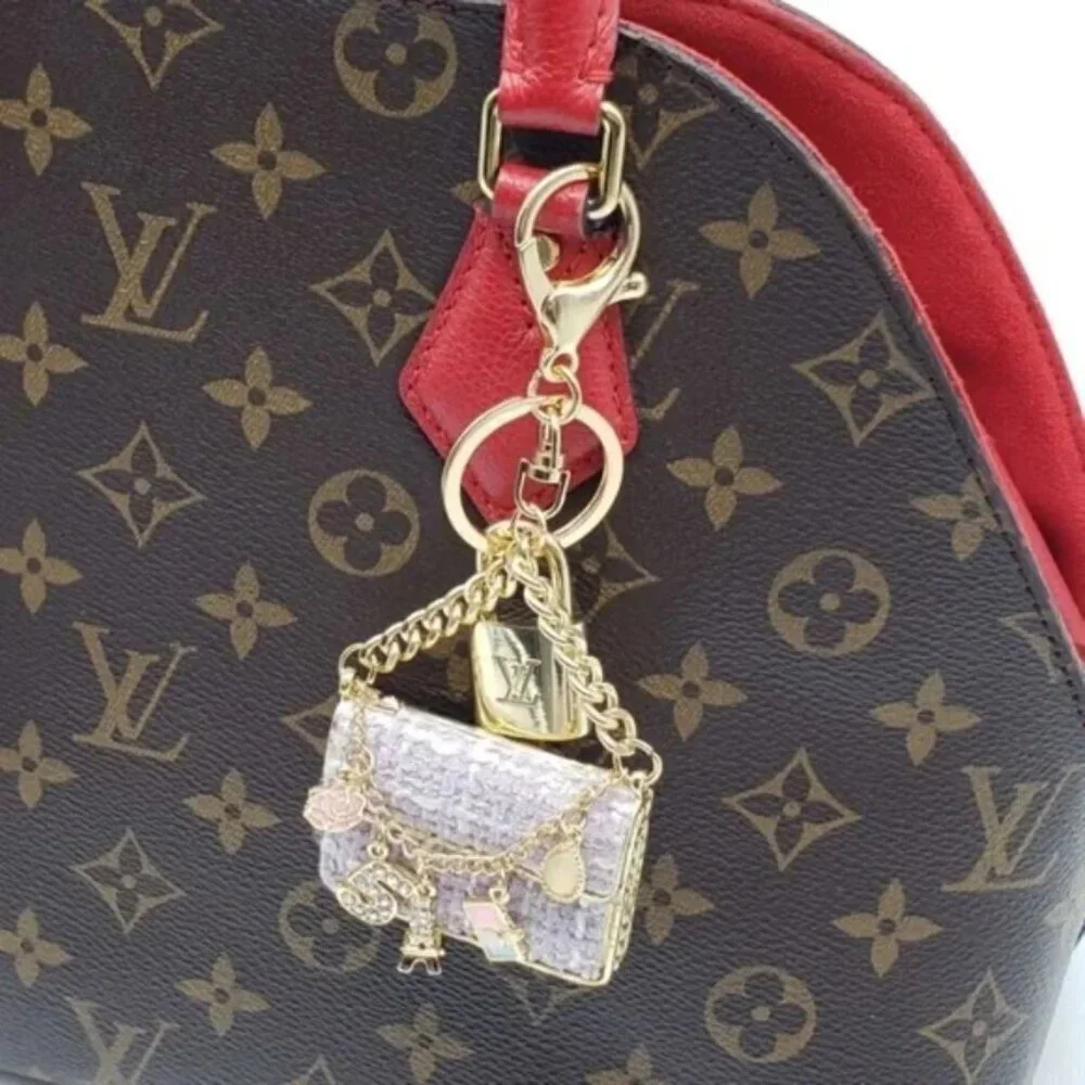 Authentic Louis Vuitton Gold Padlock 🔒 Key Set w/ Unbranded Tweed Bag Charm